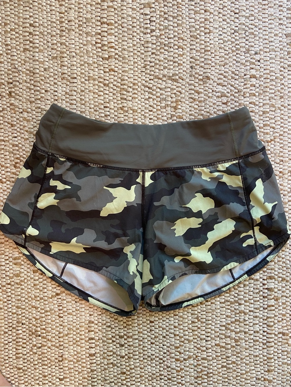 lululemon athletica Olive Green Camo Running Shorts 4”